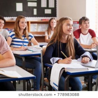 School students chat