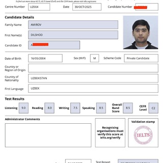 IELTS WITH AMIROV 8,5